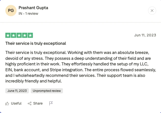 Trustpilot review - Prashant Gupta