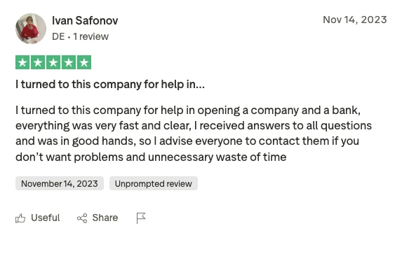 Trustpilot review - Ivan Safonov