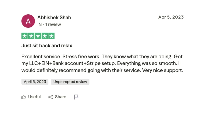 Trustpilot review - Abhishek Shah